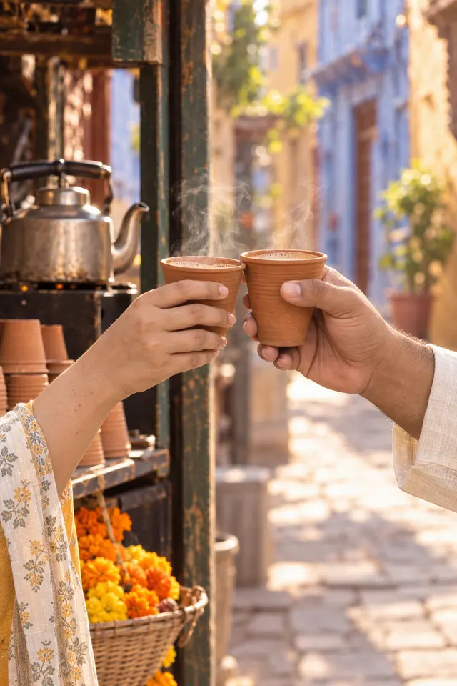 Kulhad cheers: a couple photographed at Chai in the old city