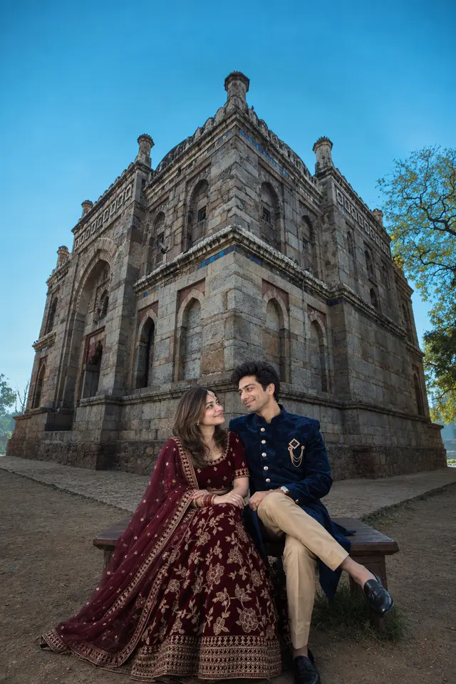 On the bench at Lodhi Garden: a couple photographed at Lodhi Garden, Delhi