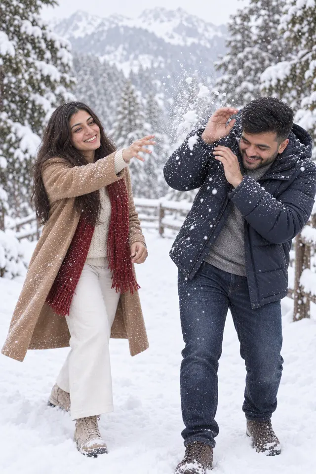 The first snowball: a couple photographed at Snow day